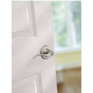 Balboa Satin Nickel Keyed Entry Door Handle featuring SmartKey Security and Microban Technology