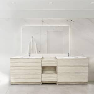 Element 92 in. W x 22 in. D x 35 in. H Double Bath Vanity in Light Oak with Lyra White Quartz Top