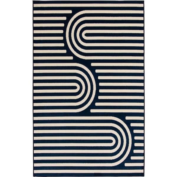 Tecopa Sedvick Blue 6 ft. 7 in. x 9 ft. 2 in. Geometric Polypropylene Indoor/Outdoor Area Rug