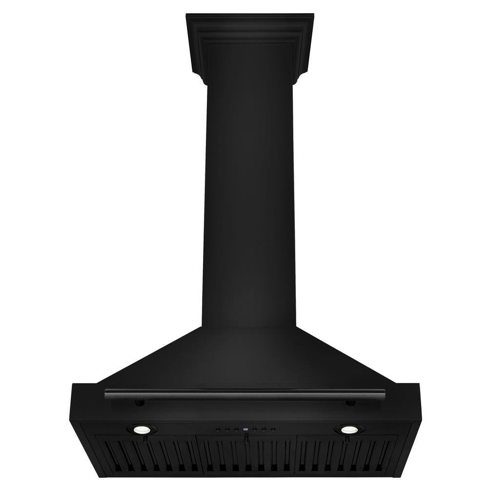 30" Black Stainless Steel Wall Mounted Convertible Range Hood