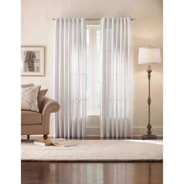 Home Decorators Collection Semi-Opaque Monaco White Thermal Foam Backed Lined Back Tab Curtain