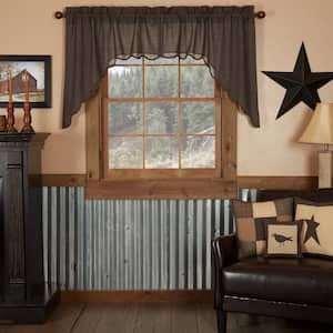 Kettle Grove 36 in. L Cotton Swag Valance in Black Khaki Pair