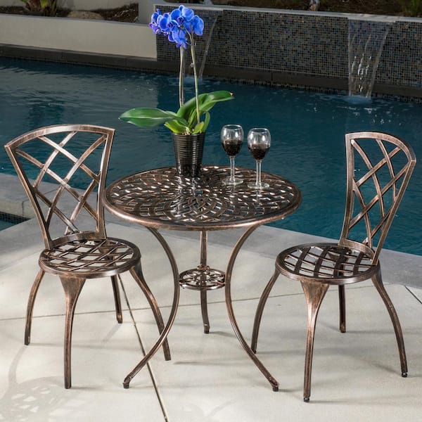 Noble House Modern Brown 3 Piece, Bistro Patio Furniture