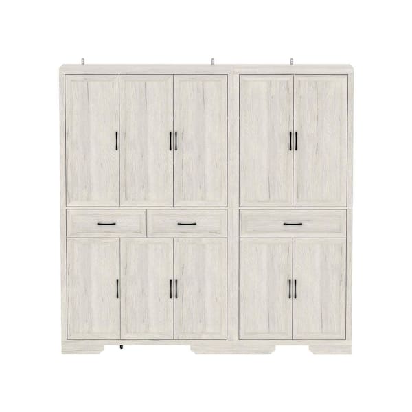 78.7 in. Tall Light Oak Wood 15-Shelf Accent Bookcase with 3 Drawers and Anti-Tip Hardware