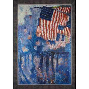 "The Avenue in the Rain" by Childe Hassam Framed Oil Painting Abstract Wall Art 28 in. x 40 in.