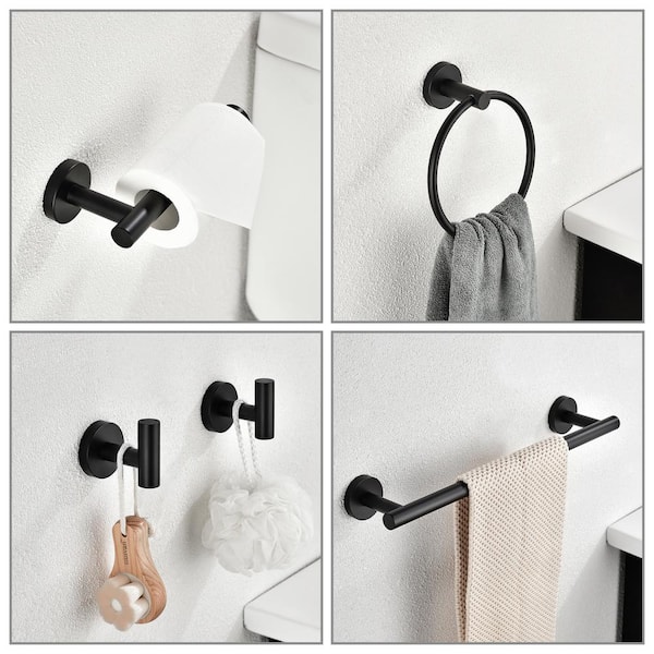 MengxFly Bathroom Hardware Set Black Towel Bar Towel Racks for Bathroom  6-Piece Black Towel Rack Bathroom Towel Holder Set Matte Black Bathroom  Accessories Wall Mounted Stainless Steel 16-Inch - Yahoo Shopping