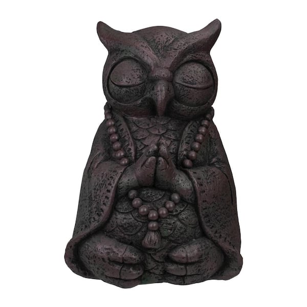 Northlight 17 in. Dark Gray Meditating Buddha Owl Outdoor Garden Statue