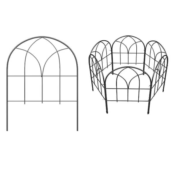 11.81 in. Black Metal Garden Fence Border Decorative No Dig Fence Barrier for Yard Flower Bed Outdoor 6 Pieces