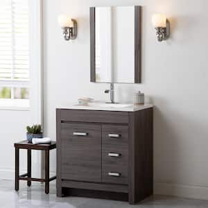 Warford 30 in. W x 19 in. D x 33 in. H Single Sink Freestanding Bath Vanity in Dark Oak with White Cultured Marble Top