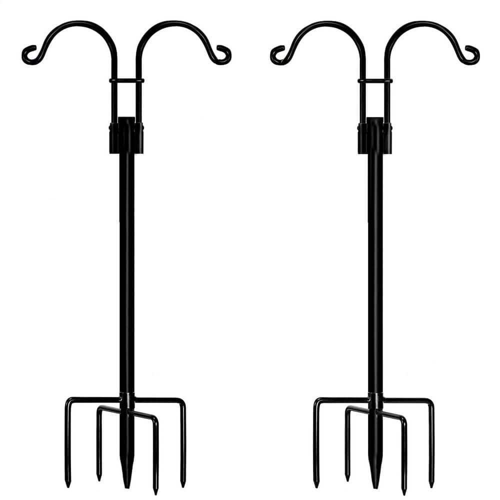 76 in. Heavy Duty Metal Double Shepherds Hooks with 5 Prongs Base for Hangi