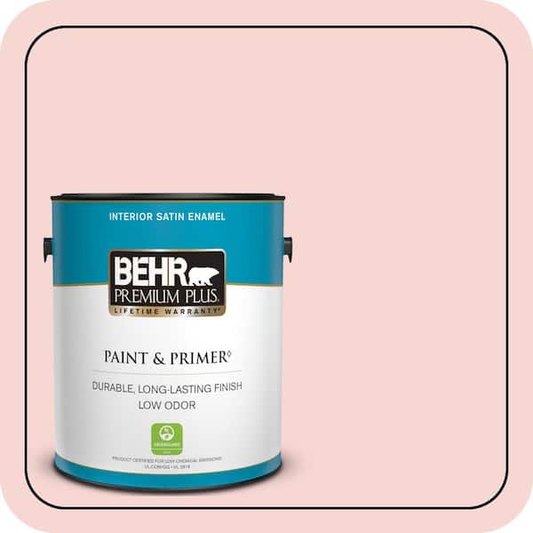 BEHR PREMIUM PLUS 1 gal. #M160-1 Cupcake Pink Satin Enamel Low Odor Interior Paint & Primer