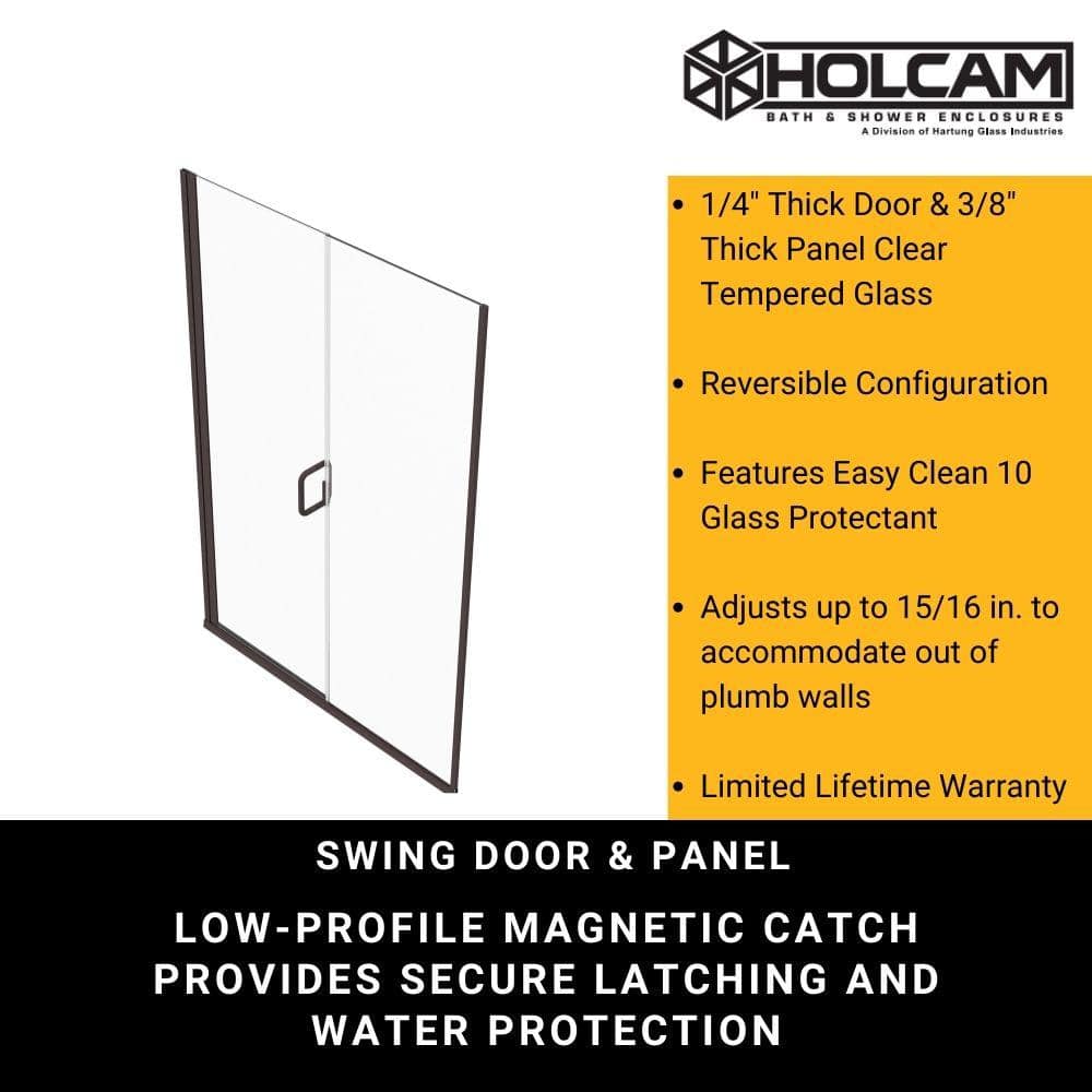 Distinctive Elite 42" Brushed Nickel Semi-Frameless Hinged Shower Door