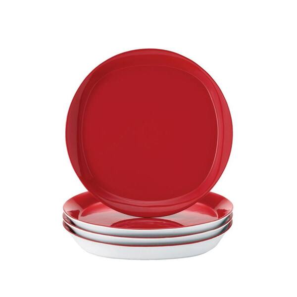 Rachael Ray 11 in. Dinner Plates in Red (4-Pack)