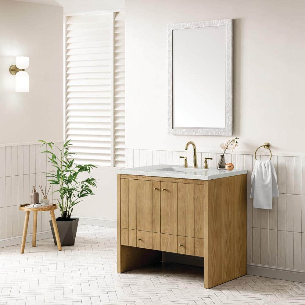 Hudson 36.0 in. W x 23.5 in. D x 34.2 in. H Single Bathroom Vanity Light Natural Oak and Lime Delight Quartz Top price history on PriceWatchPro