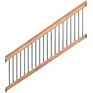 8 ft. Aluminum Cedar-Tone Southern Yellow Pine Deck Stair Railing Kit