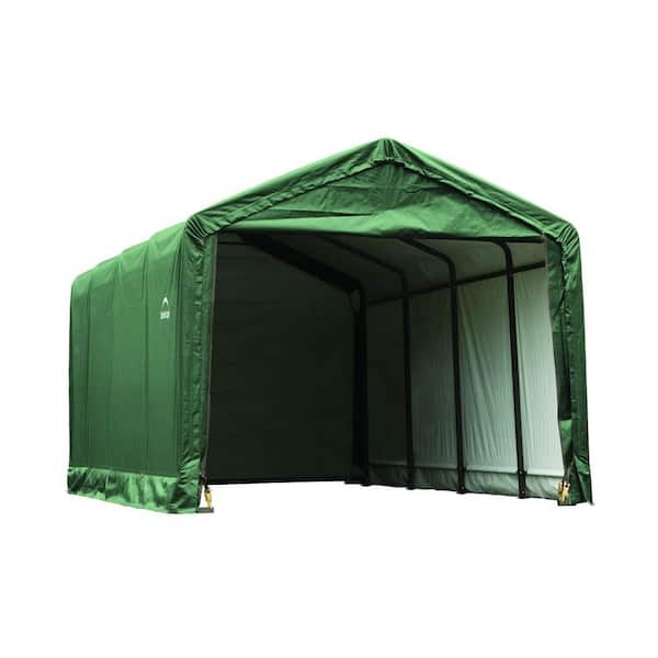 ShelterLogic 12 ft. W x 20 ft. D x 11 ft. H ShelterTube Steel and Polyethylene Garage without Floor in Green with Waterproof Fabric