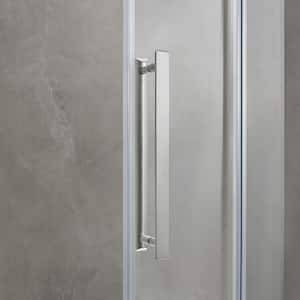 Waverly 46 1/2 in. - 48 in. W x 76 in. H Sliding Frameless Shower Door in Brushed Nickel with Clear Glass