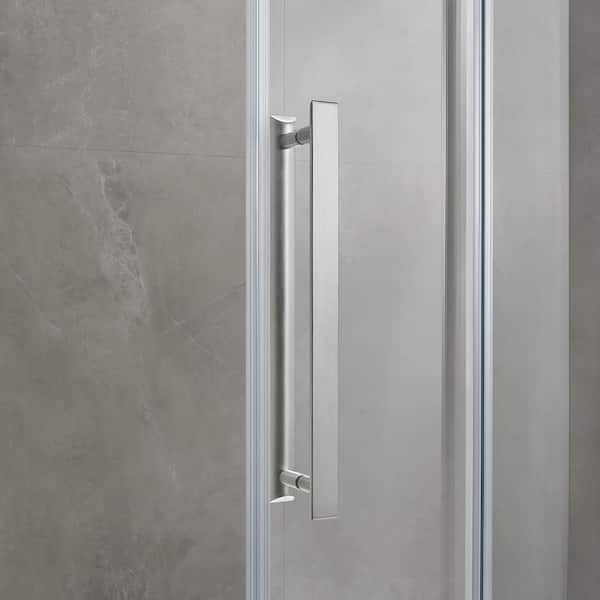 Waverly 46 1/2 in. - 48 in. W x 76 in. H Sliding Frameless Shower Door in Brushed Nickel with Clear Glass