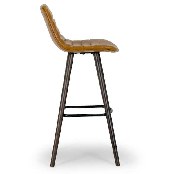 29 in. Alden Caramel Brown Bar Stool with Beech Legs (Set of 2)