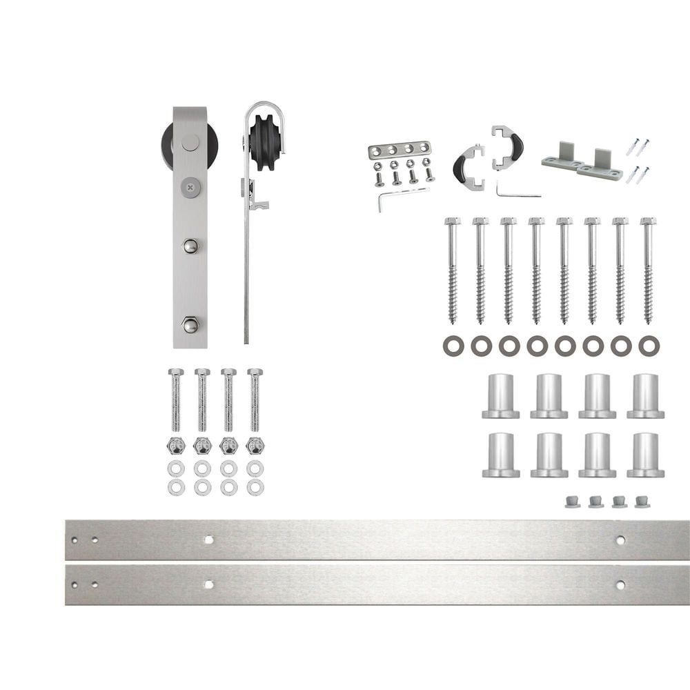 11 ft./132 in. Brushed Nickel Non-Bypass Sliding Barn Door Track and Hardware Kit for Single Door price history on PriceWatchPro