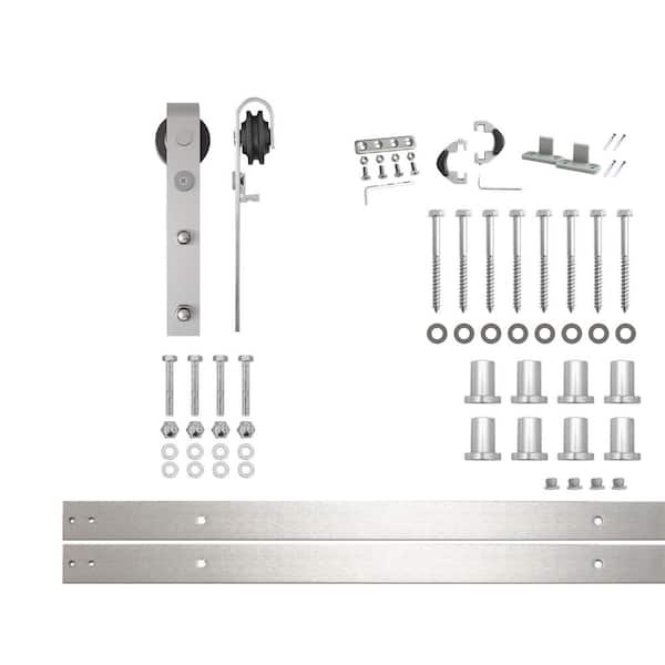HOMACER 11 ft./132 in. Brushed Nickel Non-Bypass Sliding Barn Door Track and Hardware Kit for Single Door