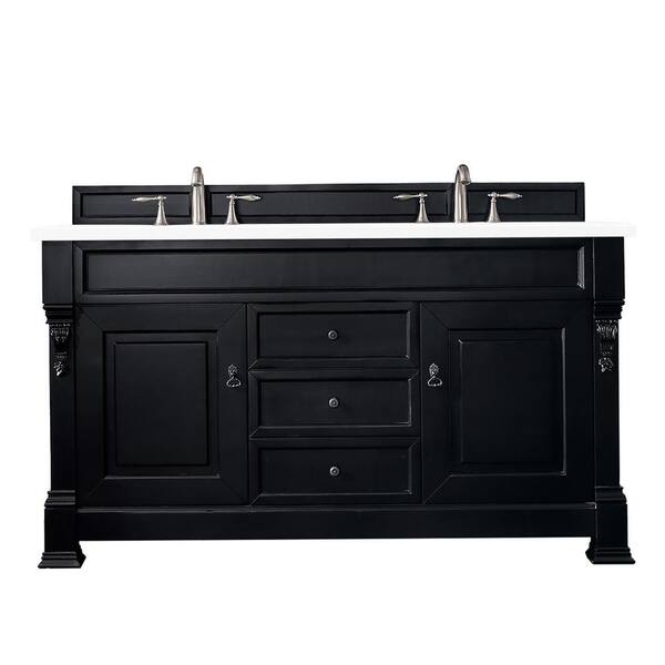 James Martin Vanities Brookfield 60.0 in. W x 23.5 in. D x 34.3 in. H Bathroom Vanity in Antique Black with White Zeus Quartz Top