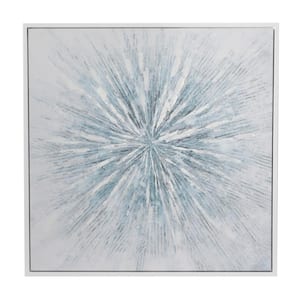 1- Panel Starburst Radial Framed Wall Art with Silver Frame 39 in. x 39 in.