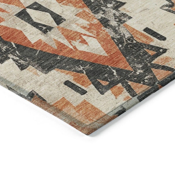 Chantille Machine Washable Indoor/Outdoor Abstract ACN1878 Terracotta 8 ft. x 10 ft. Accent Rug