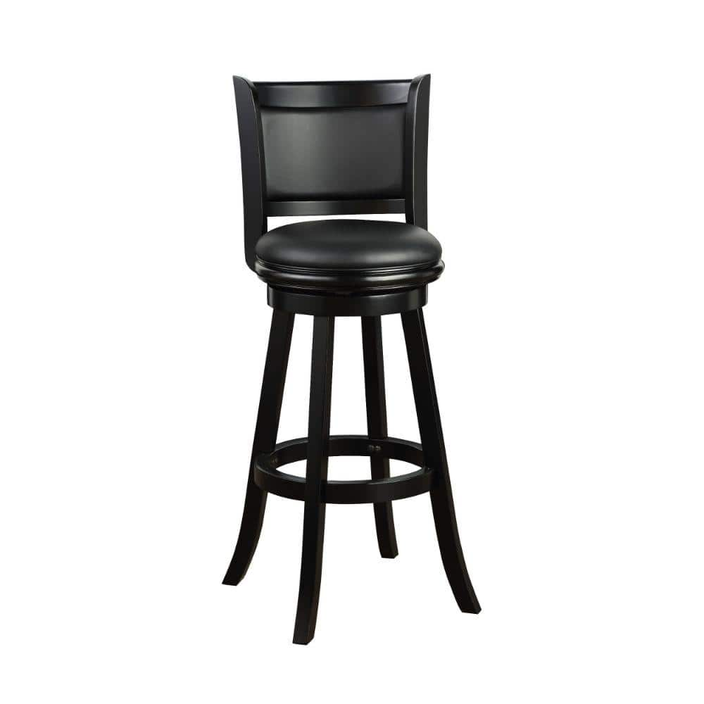 Benjara Pio 47 In. Black High Back Solid Wood Extra Tall Swivel Bar ...