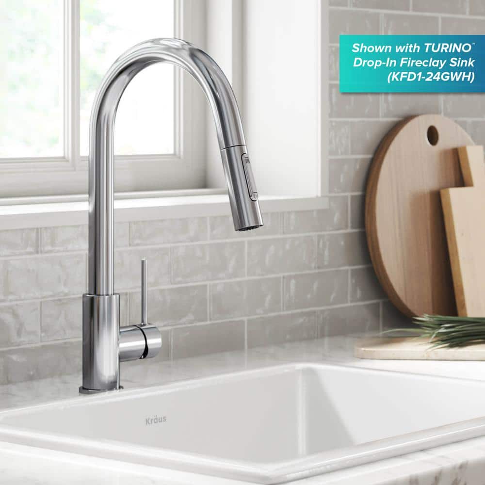 Chrome Contemporary Pull-Down Single Handle Kitchen Faucet