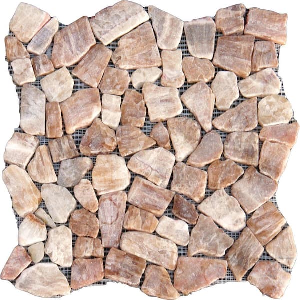 MSI Honey Flat Pebbles 16 in. x 16 in. x 13mm Tumbled Onyx Mesh-Mounted Mosaic Tile (1.78 sq. ft.)