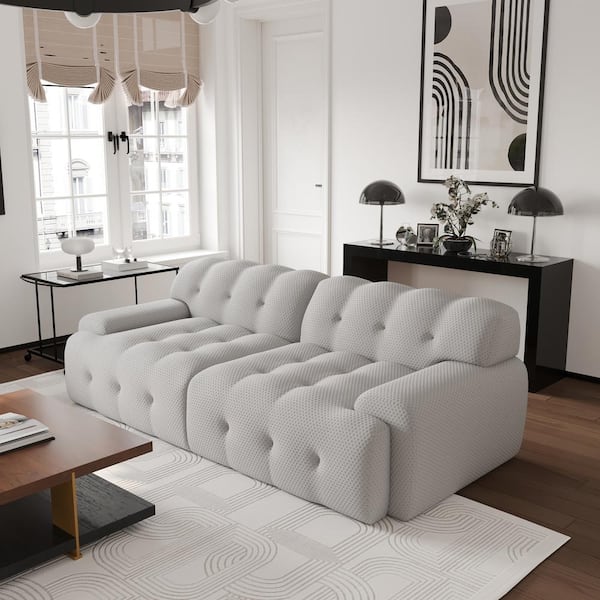 Magic Home No Assembly Required, 2-Seater Loveseat 87 in. 3D Mesh Fabric Polyester Comfy Cloud Sofa Couch for Apartment in Gray