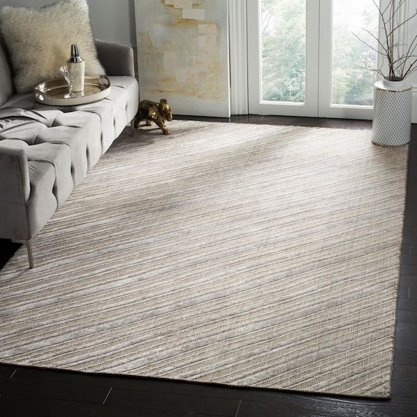 Mirage 8 ft. x 10 ft. Gray High-Low Solid Striped Area Rug