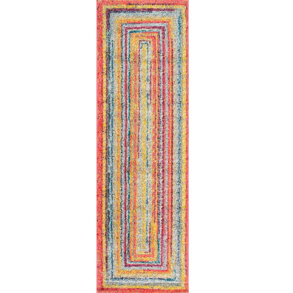 Reversible Multicolor Synthetic Indoor Runner Rug 31" x 8"