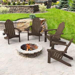 Phillida Brown Recycled HIPS Plastic Weather Resistant Reclining Outdoor Adirondack Chair Patio Fire Pit Chair(4pack)