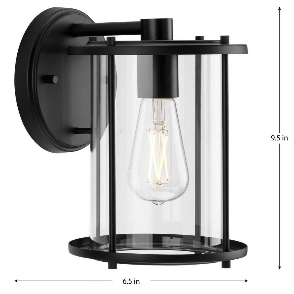 Matte Black and Clear Glass Cylinder Wall Sconce