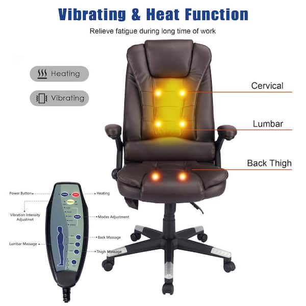 Pinksvdas Brown Vibrating, Adjustable Ergonomic Reclining Chair with Lumbar  Support A5080 BR - The Home Depot