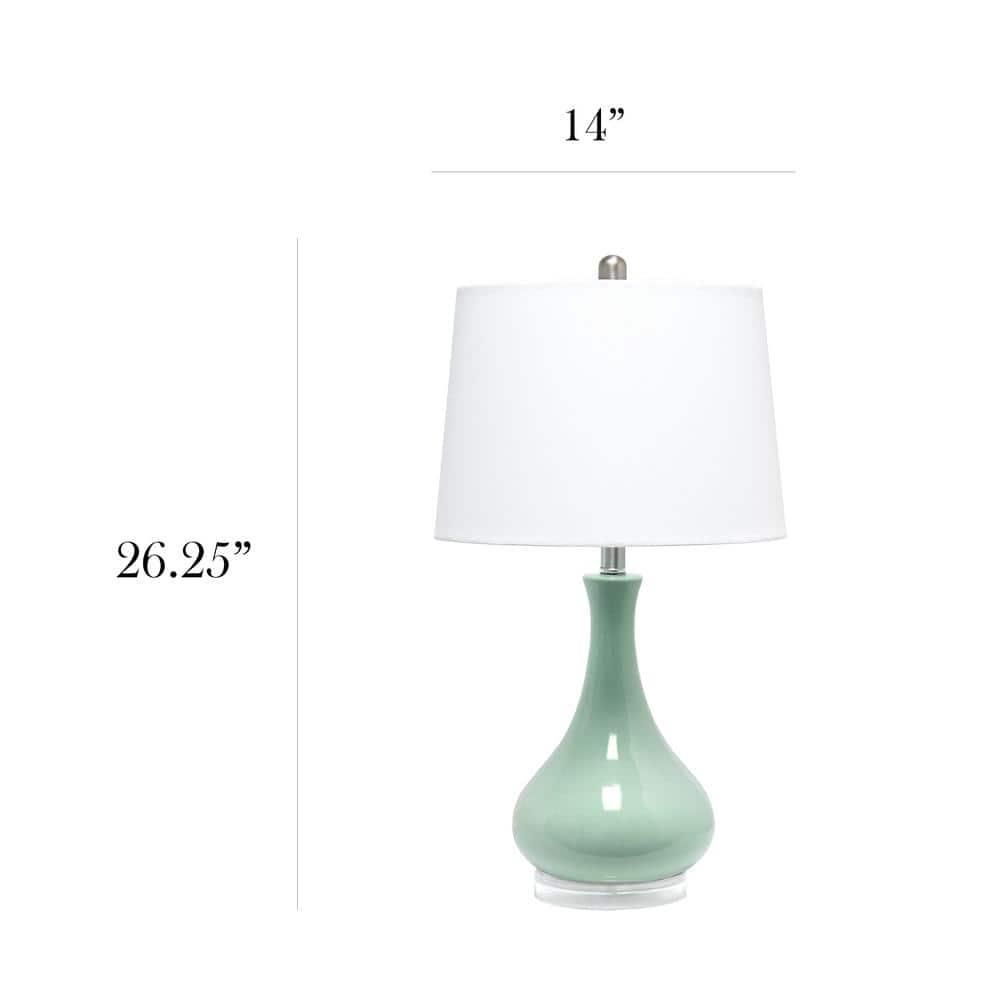 Aqua Ceramic Droplet Table Lamp with Fabric Shade