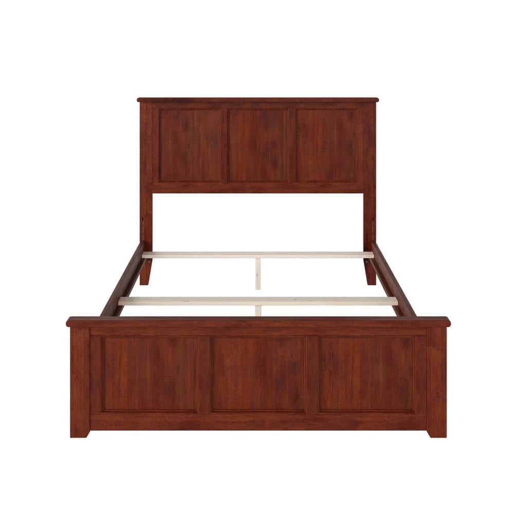 Madison Walnut Full Wood Platform Bed with Headboard