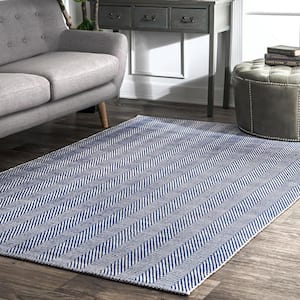 Kimberely Casual Striped Navy 8 ft. x 10 ft. Area Rug