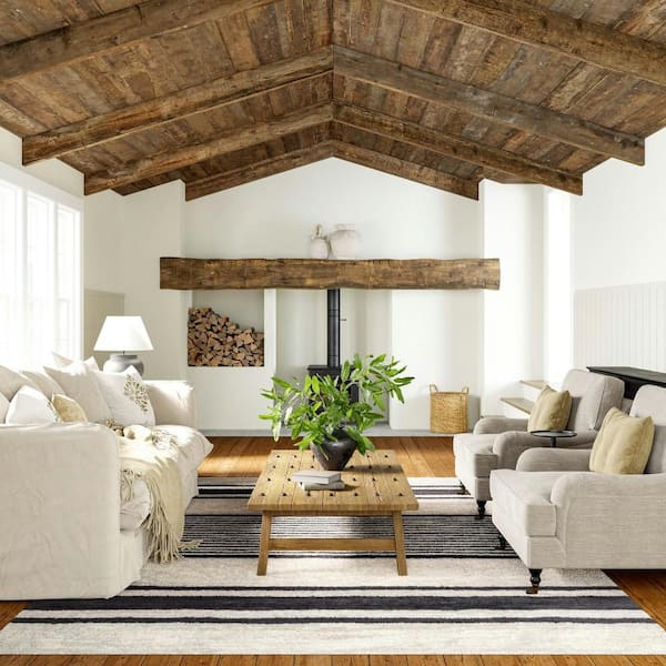 Striped Wool Machine Washable Ivory 4 ft. x 6 ft. Area Rug