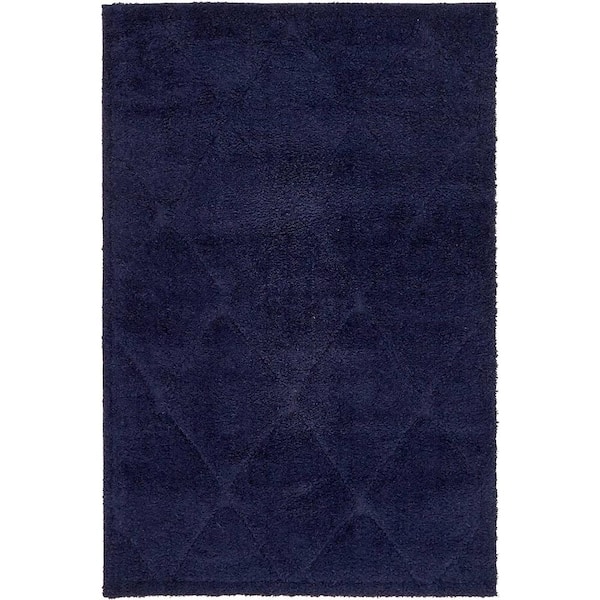 Trellis Shag Diamond Navy Blue 4' 0 x 6' 0 Area Rug