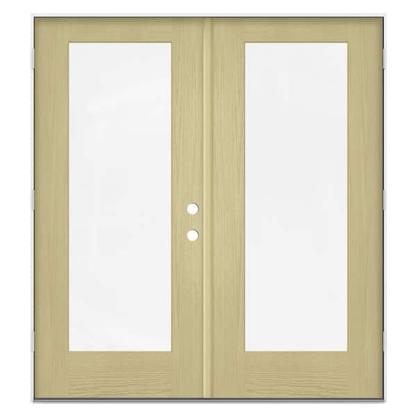 JELD-WEN 65.875 in. x 81.75 in. Full Lite Unfinished Double Fiberglass Prehung Left-Hand Outswing Front Door