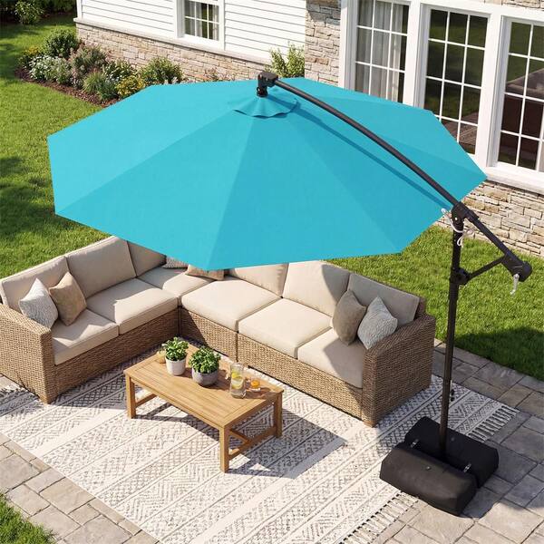 10 foot offset patio umbrella with rotation LAUSAINT HOME Ft Outdoor 360-degree Aluminum Umbrella Large Shade Coverage 10ft-Cantilever Patio Umbrella Outdoor Pool