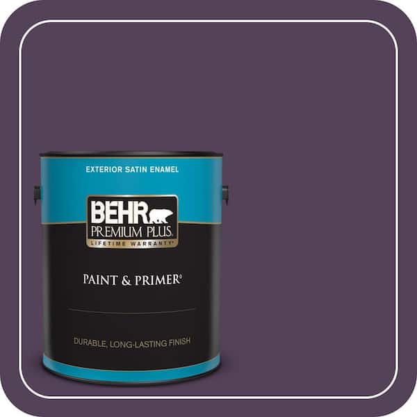 BEHR PREMIUM PLUS 1 gal. #S-H-680 Purple Bloom Satin Enamel Exterior Paint & Primer