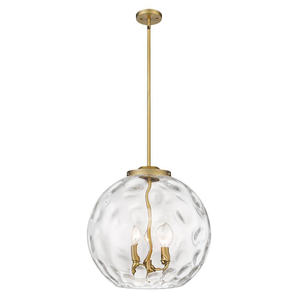 Athens Water Glass 60-Watt 3-Light Brushed Brass Shaded Mini Pendant Light with Clear Water Glass price history on PriceWatchPro