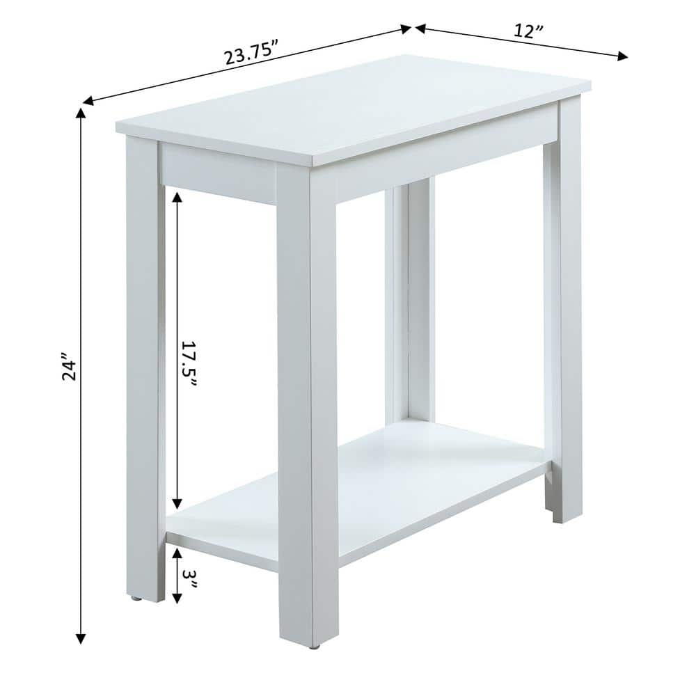 Baja White Woodgrain Flared-Leg Chairside End Table with Shelf