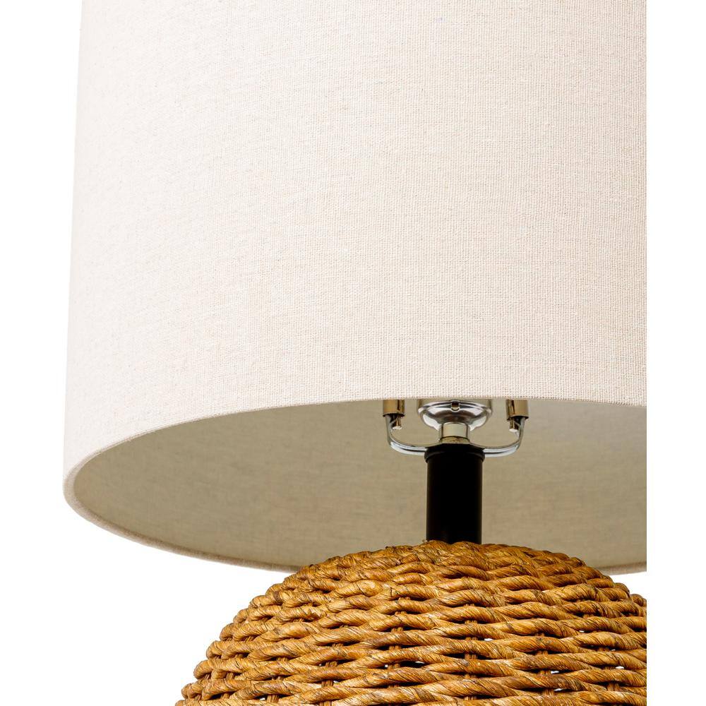 Beige Seagrass & Linen Polyester 24" Regatta Table Lamp with 3-Way Switch