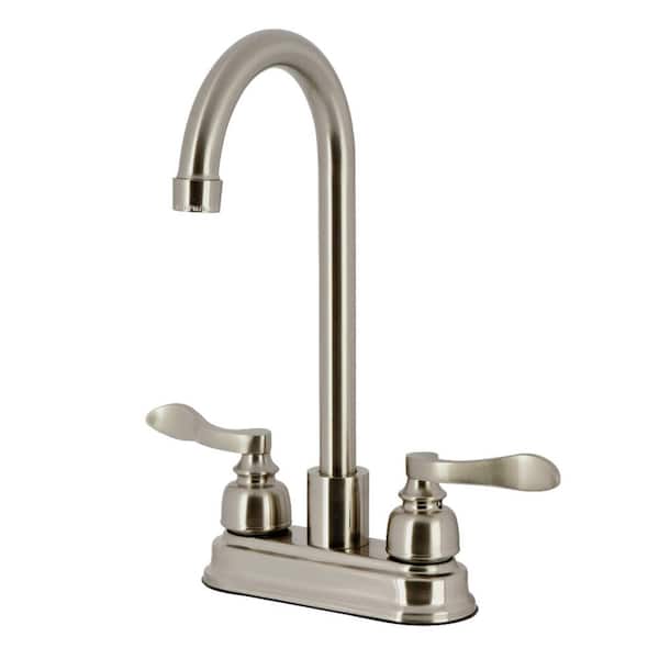 Nuwave French 2-Handle Deck Mount Bar Prep Faucet in Brushed Nickel