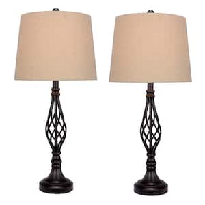 Two 27 in. Black Metal Table Lamps For The Price Of One